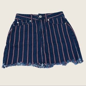 American Eagle striped high rise mini denim skirt